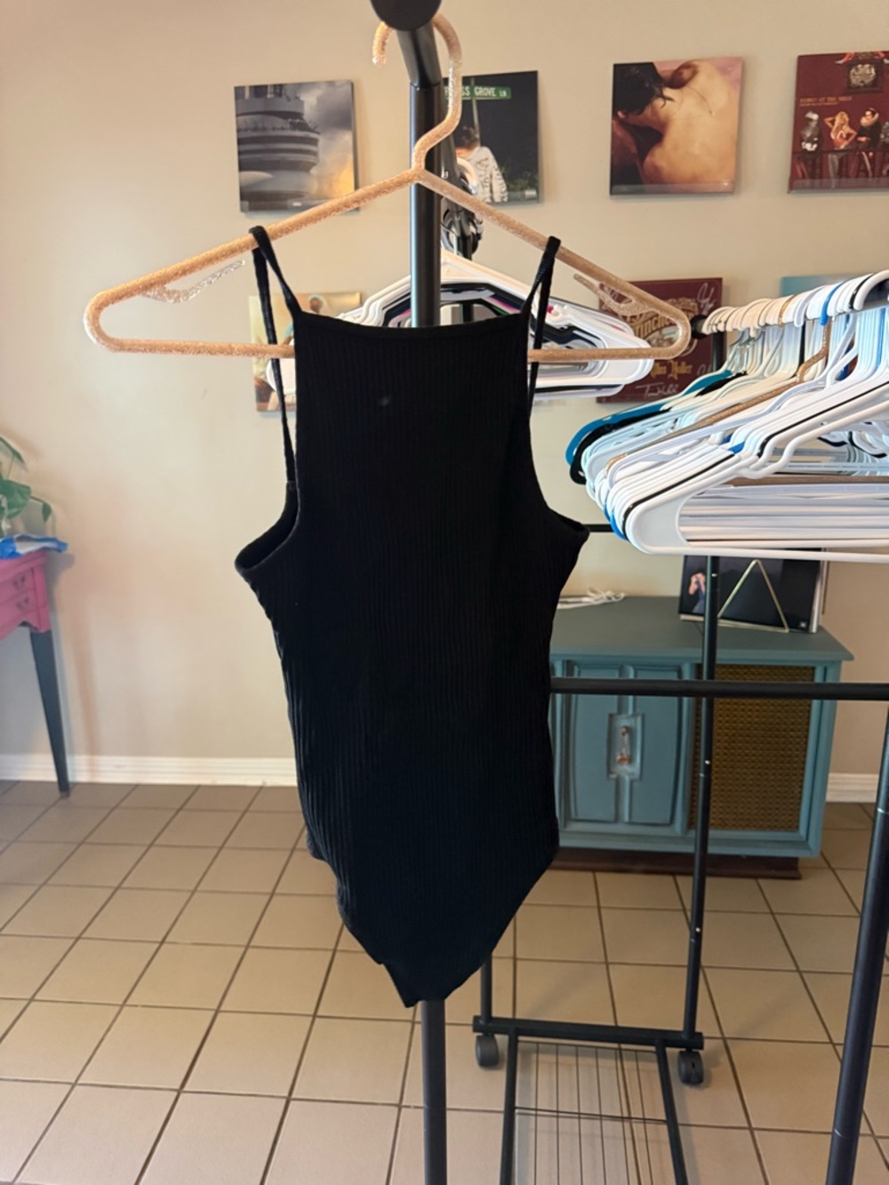 Wilfred Black Ribbed High-Neck Bodysuit